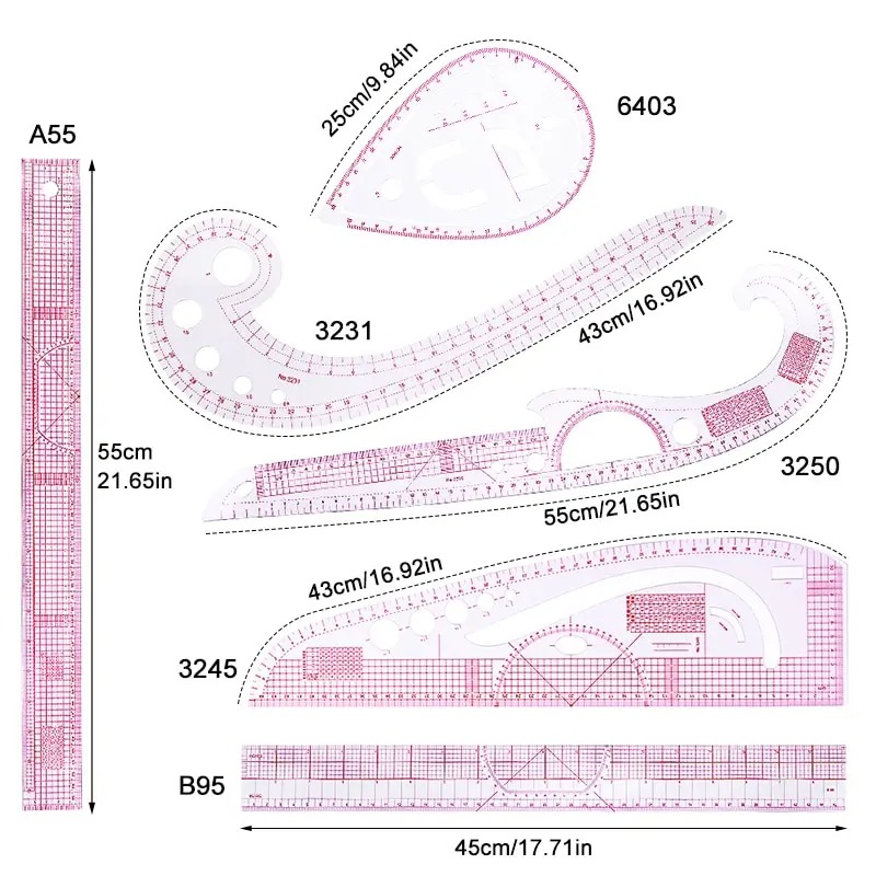 6PCS French Curve Ruler Soft P - Sewing Gauge Ruler recension och pris