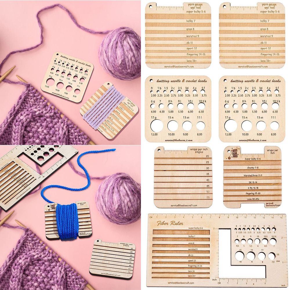 3/4pcs Wood Knitting Needle Ga - Sewing Gauge Ruler recension och pris